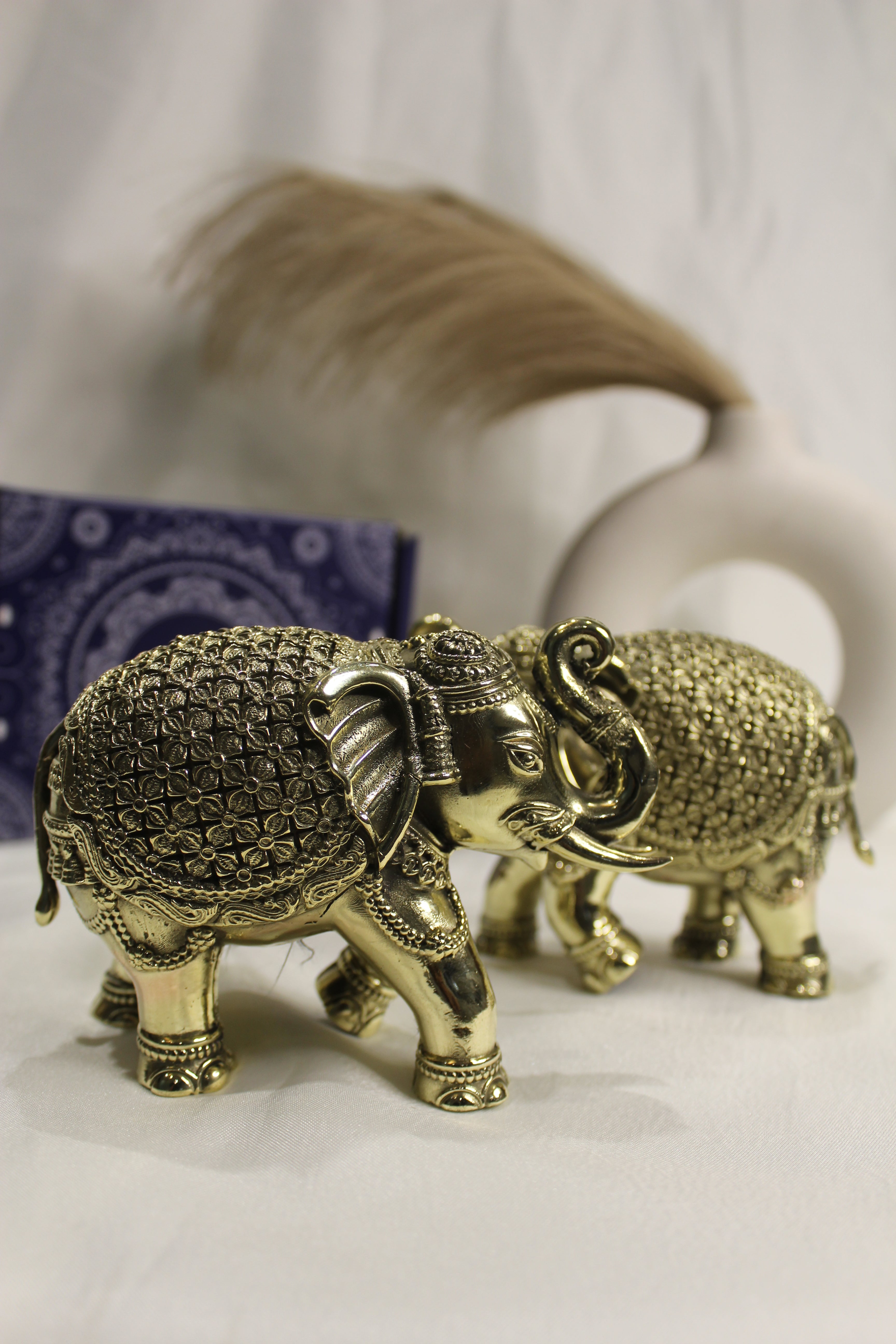 Handcrafted Brass Elephant | Vastu & Feng Shui Home Décor Showpiece - Pair (Set of 2 )